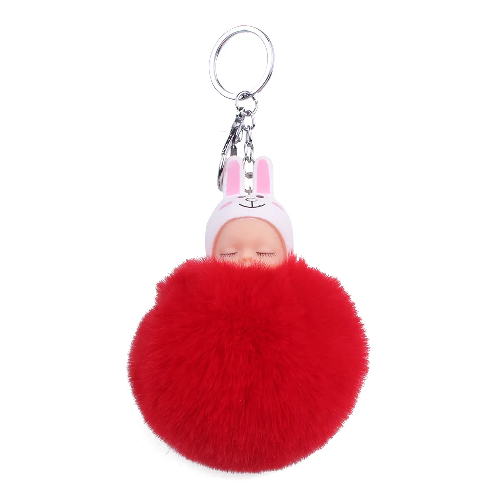2019 новый мультфильм голова куклы Кролик брелок с ушками шарик из меха кролика на