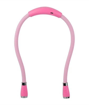 Pink Шеи книга свет Светодиодный лампа для чтения USB Перезаряжаемые, фонарик на шею, 4 светодиодный ручной работы яркий вязанный светильник, чтение в постели ночного бега - Испускаемый цвет: Pink