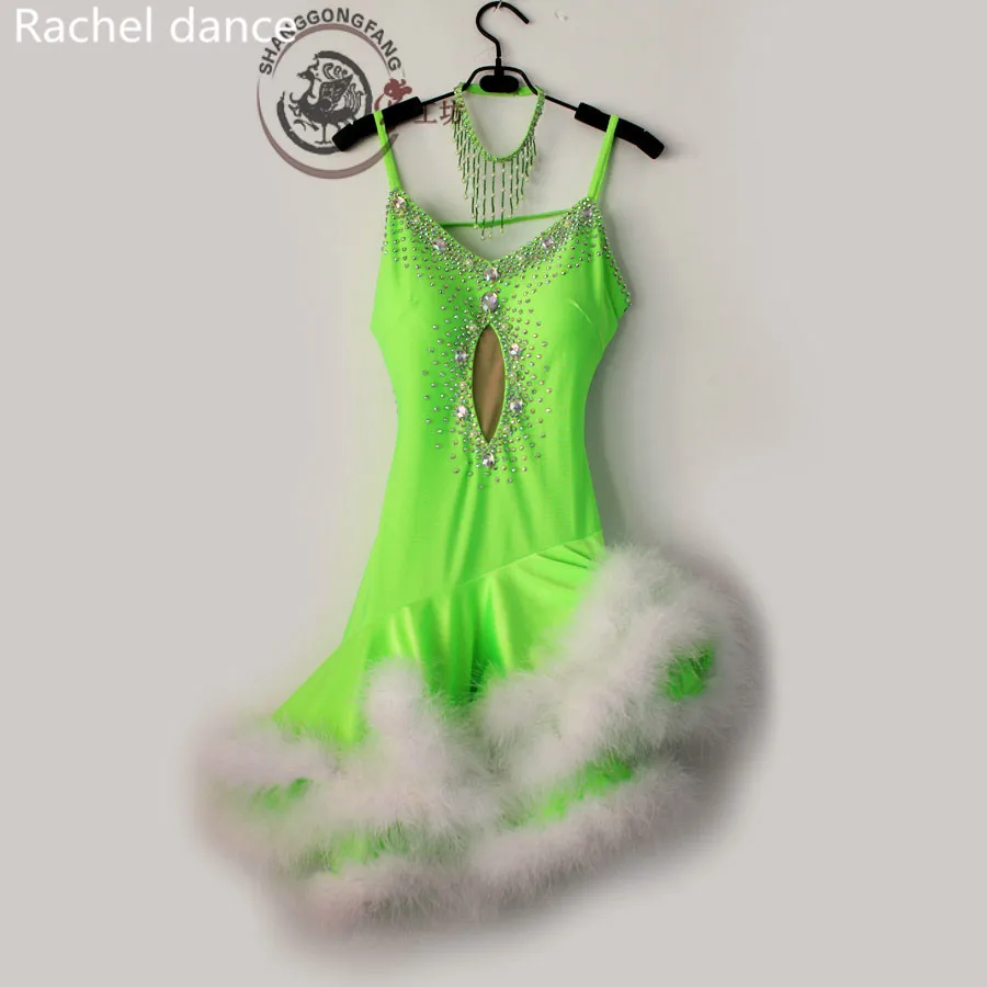 Юбка с изображением лотоса для латинских танцев расшитая блестками v-образный