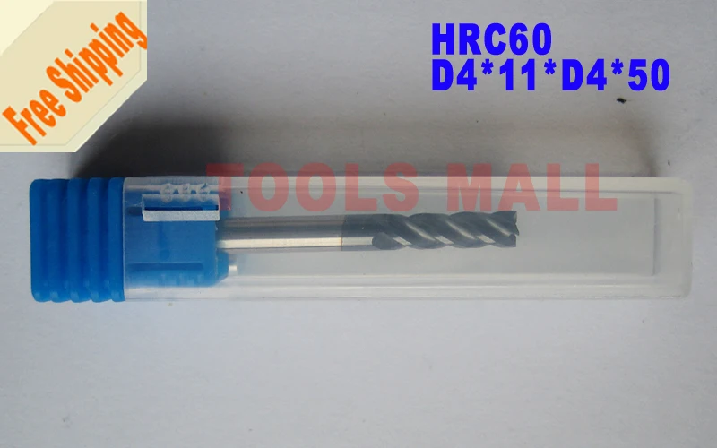 Free shipping - 5pcs 4mm Four Flutes Spiral Bit Milling Tools Carbide CNC Endmill Router bits hrc60 D4*11*D4*50 | Инструменты