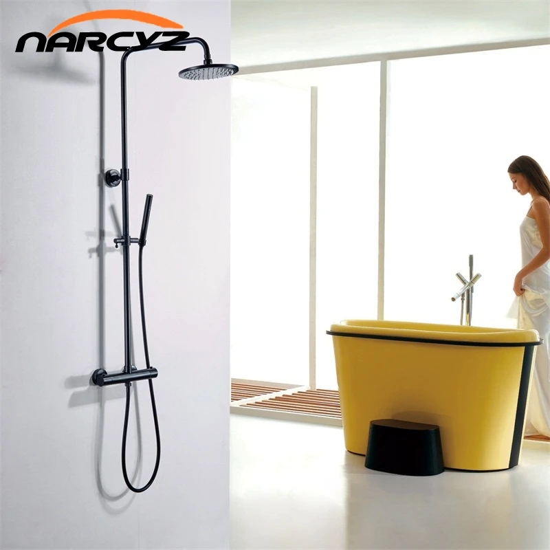 Роскошный Термостатический смеситель для душа ванной комнаты черный цвет