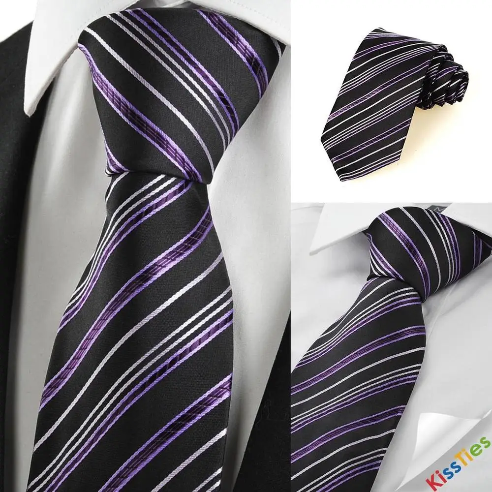 New Striped Purple Black Men's Tie Suit Necktie Wedding Party Holiday Gift # 1058 | Аксессуары для одежды
