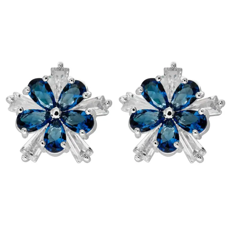 1 пара модных по-разному цветные верхний и нижний циркониевые серьги с цветочным