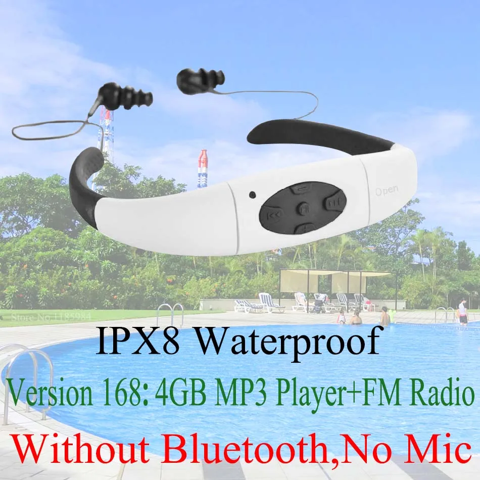168 ( 4GB MP3 B ) 268 IPX8 водонепроницаемый Bluetooth 4,0; 168 4 ГБ 8 ГБ Водонепроницаемый MP3-плеер fm-радио) Плавание ming Дайвинг подводный Спорт Плавание Наушники - Цвет: 168 ( 4GB MP3 B )