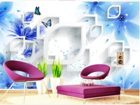 custom photo wallpaper large wall painting background wall paper blue flowers wallpaper 3d mural for living room