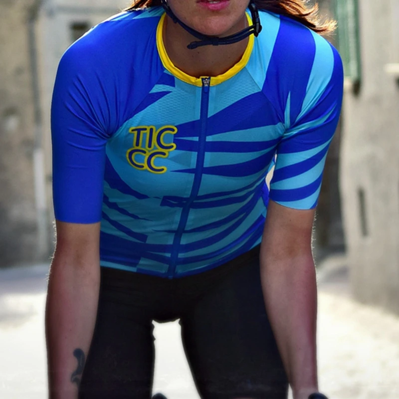 2018 Летняя женская синяя веломайка 9d гелевая подкладка с коротким рукавом