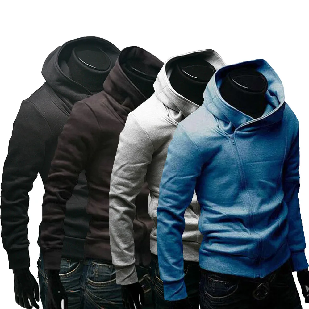 

Inclined Zipper Hooded Hoodie Fleece Jacket Coat Casual Fashion Men's Clothing FS99