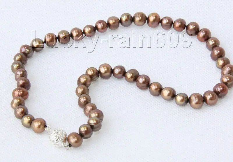 Ожерелье из натурального пресноводного жемчуга колье с круглым кофейным