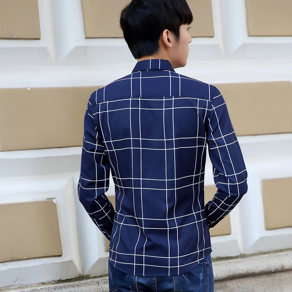 Модные мужские Роскошные рубашка с длинными рукавами Повседневное Slim Fit Стильный