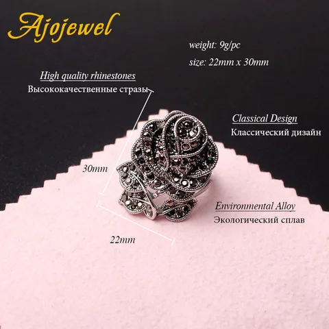 Кольцо с розой Ajojewel из цинкового сплава — фото устройства