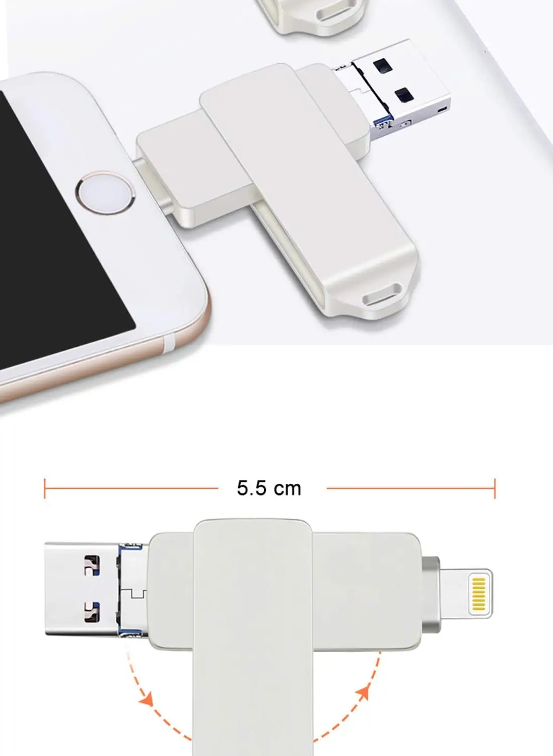 Высокое качество! 3 в 1 32 ГБ 64 и 128 256 с поддержкой OTG металла USB флэш накопитель
