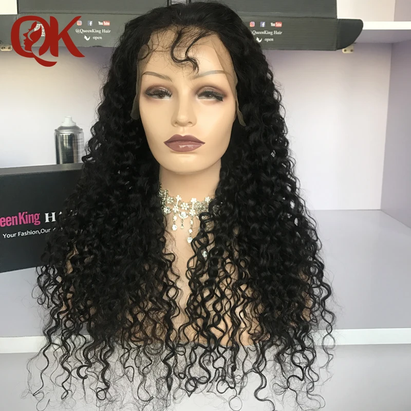 QueenKing вьющиеся волосы Синтетические волосы на кружеве натуральные волосы парики предварительно выщипать с ребенком волос бразильского Волосы remy Синтетические волосы на кружеве парик отбеленные узлы