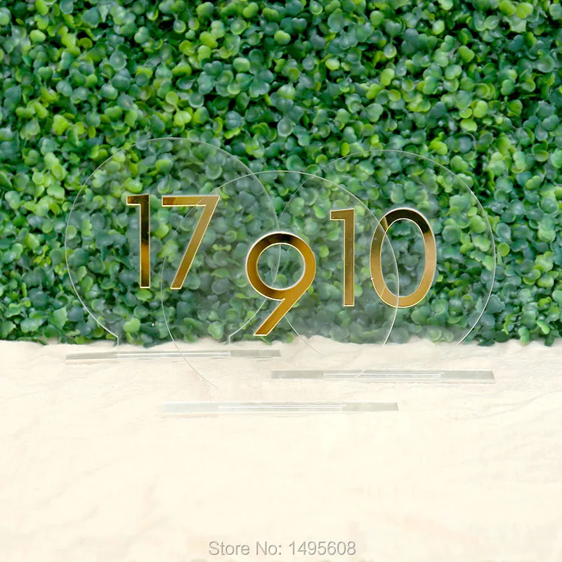 Настольные цифры технические метки Акриловые Золотые Зеркальные Свадебные