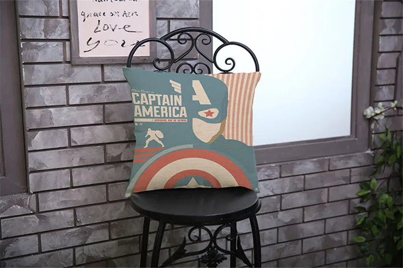 Marvel мстители супергерой мультфильм декоративные скандинавские Ретро диванные подушки Чехол кровать стул вельветовый чехол для подушки Лен e725