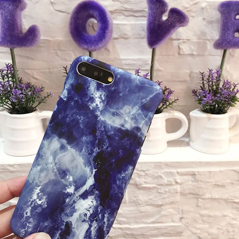 LANCHE Простой Ocean Blue Очаровательная Мраморный Телефон Чехол для iPhone 6 s Плюс 7