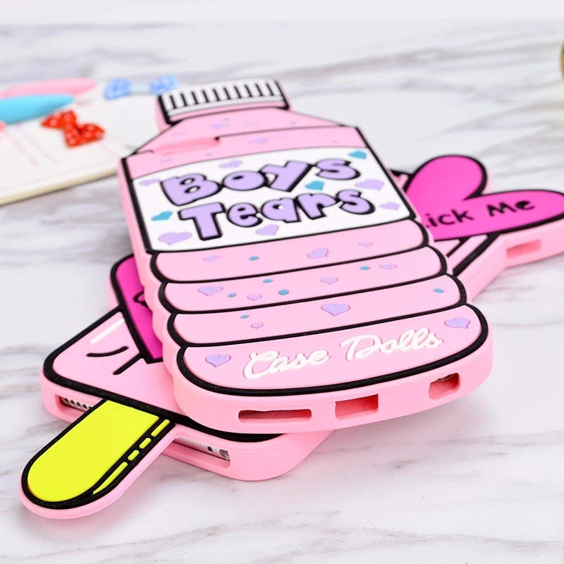 3D lovery Bottle Boy Tears Case for iphone X/8/8plus/7/7plus/6/6s/6plus Heart Ice cream Lick Me Dolls Soft Silicone rubber Cover |