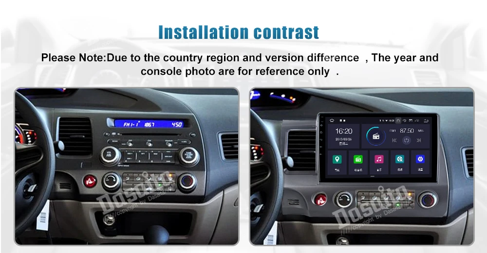 Dasaita Android Автомобильный gps навигатор для Honda Civic 2009 2010 2011 с Android 9,0 Автомобильный gps радио плеер 1 Din 10," HD экран