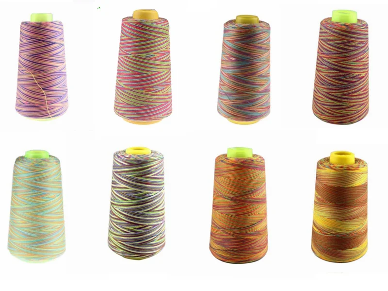 Многоцветная катушка для швейной нити дешевая промышленная полиэфирная швейная