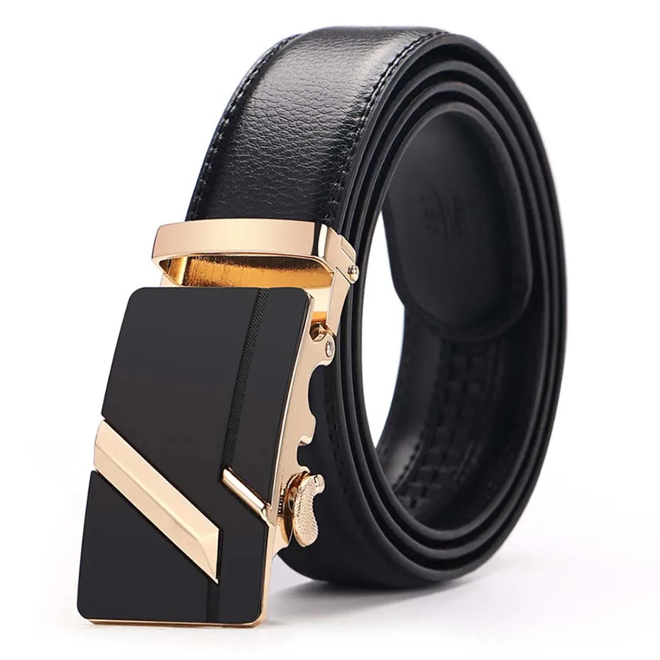 

Belts Mens Belt Genuine Leather Fashion Strap Slim Man For Jeans Black Stretch Buckles For Suit Luxury Brand Ratchet Reversible