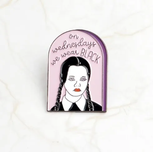 A Wednesday Addams, брошь в стиле семьи Addams, мы носим черный скелет, Заколка Для панка, готика, ювелирное изделие, подарок для мужчин и женщин - Окраска металла: A