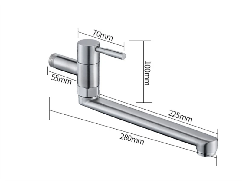 1pc Kitchen Single Cold Faucet 304 Stainless Steel Into The Wall Pool Fast Open Faucet Stove With Long Tap Bibcocks