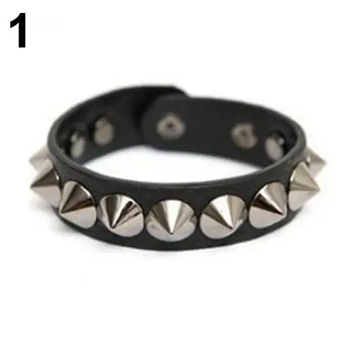 Модный панк готический рок искусственная кожа заклепки Шпильки браслет с Шипами