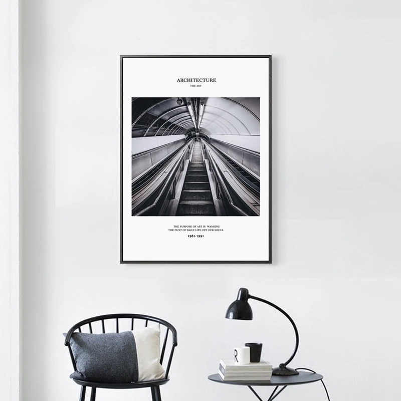 Vintage Nordic Black And White Buildings Stairs Canvas Painting Prints Posters Wall Art Living Room Bedroom Home Decor | Дом и сад