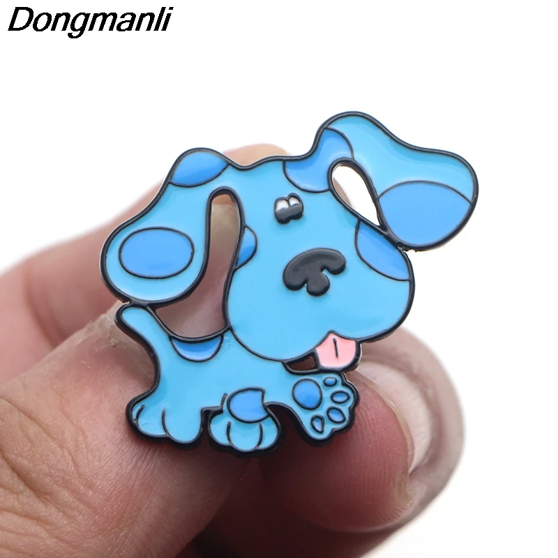 P3758 Dongmanli Симпатичные синие подсказки собаки металлическая Глянцевая брошки и шпильки для лацкан булавка значок для рюкзака подарки воротник ювелирные изделия