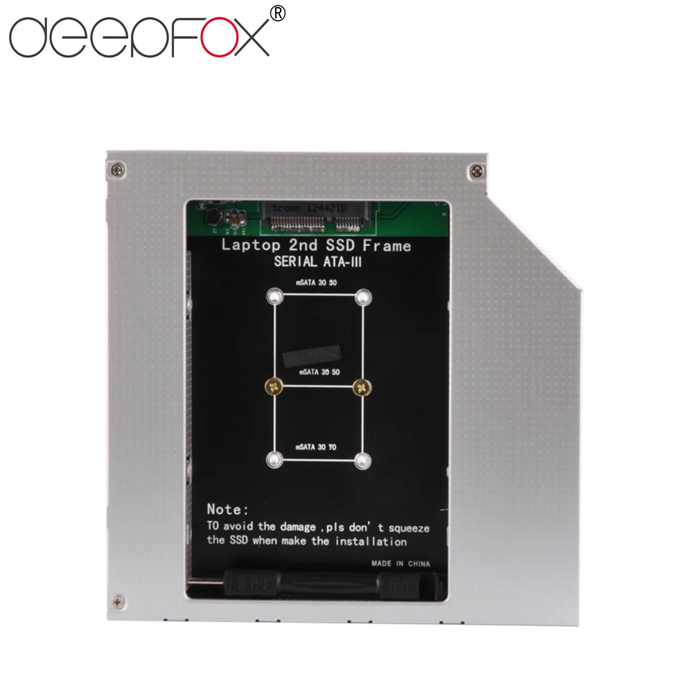 

DeepFox Aluminum 2nd HDD SSD caddy 12.7mm mSATA 3.0 For Hard Disk Driver Case Enclosure DVD CD-ROM Optibay