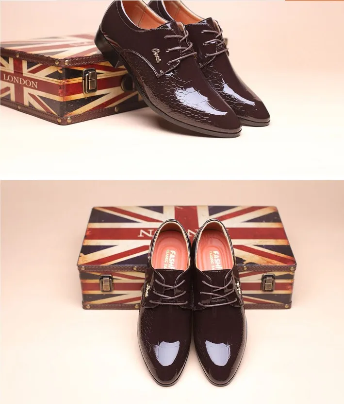 Новинка 2018 Мужская модная яркая деловая обувь мужские кожаные туфли парадная