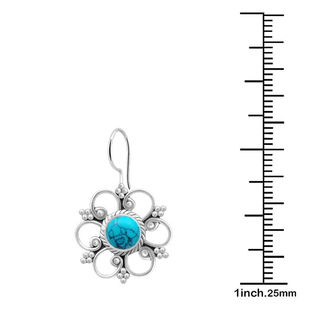 New Vintage Retro Flower Orchid Drop Earrings Inlaid Blue Stone Fashion Classic Dangle for Women Girls Gift | Украшения и