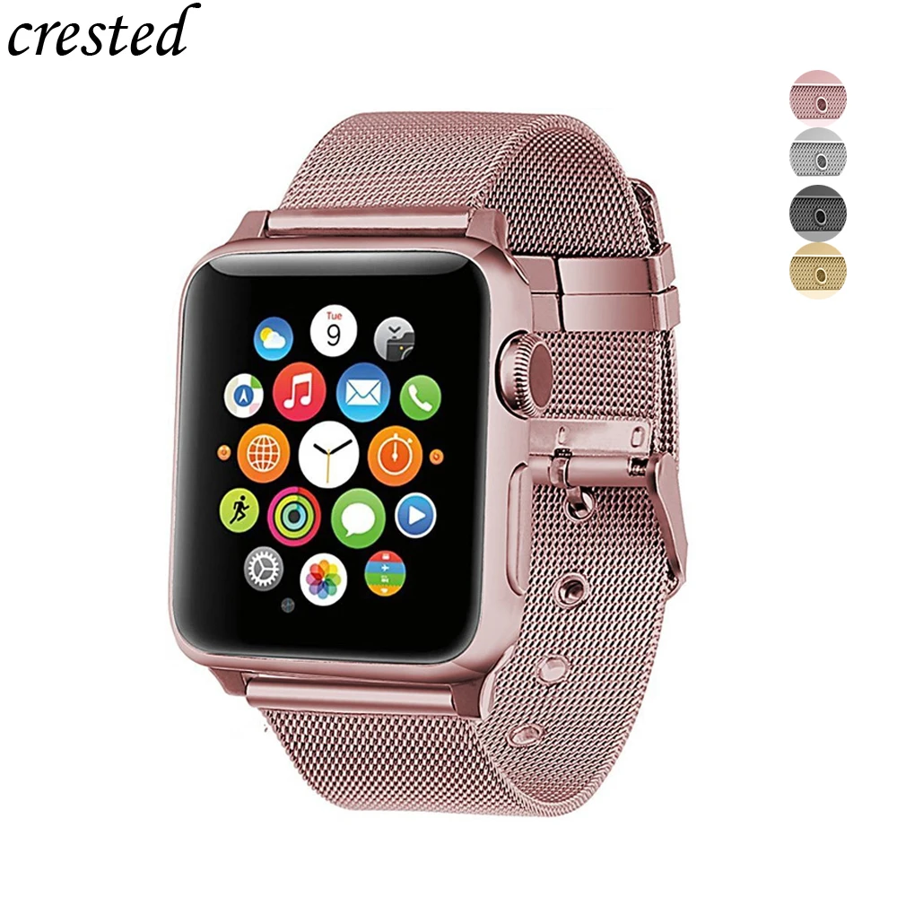 Миланский ремешок для Apple watch 5 44 мм 40 iwatch 42 38 браслет из нержавеющей стали часов 4