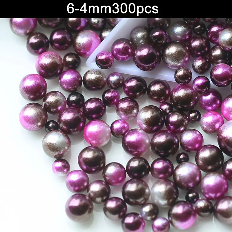 6-4mm 300pcs Разноцветные Круглые бусины с имитацией жемчуга без отверстий, бусины для рукоделия, изготовление для женщин, магазин - Цвет: 6-4mm 300pcs