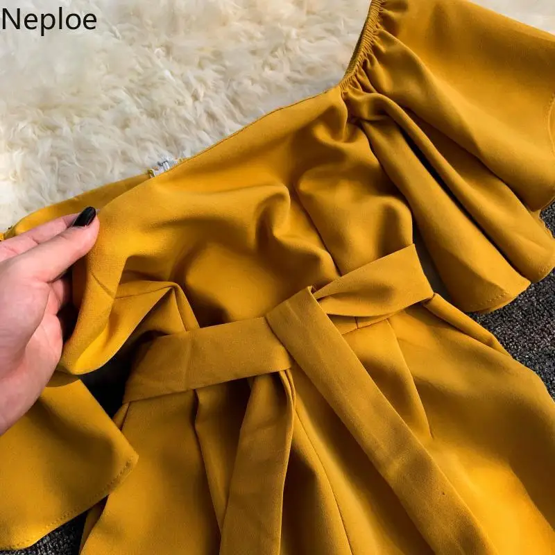 Neploe Весна 2019 Для женщин Комбинезоны Свободные Slash шеи костюм с