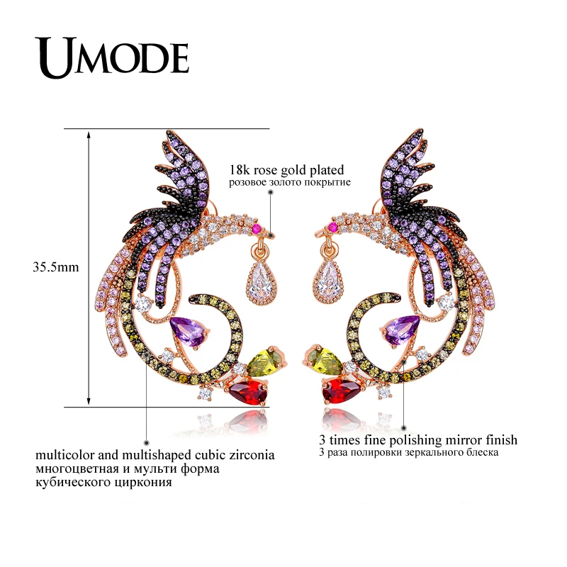 Женские серьги гвоздики в форме феникса с фианитом|phoenix earring|earrings fashioncolor fashion |