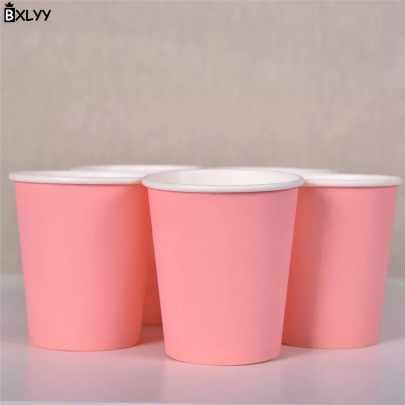 Pink BXLYY Цветные Одноразовые Стаканчики ручной работы бумажные стаканчики для детского сада DIY материалы ручной работы бытовые кофейные чашки кухонные принадлежности. 7z - Цвет: Pink