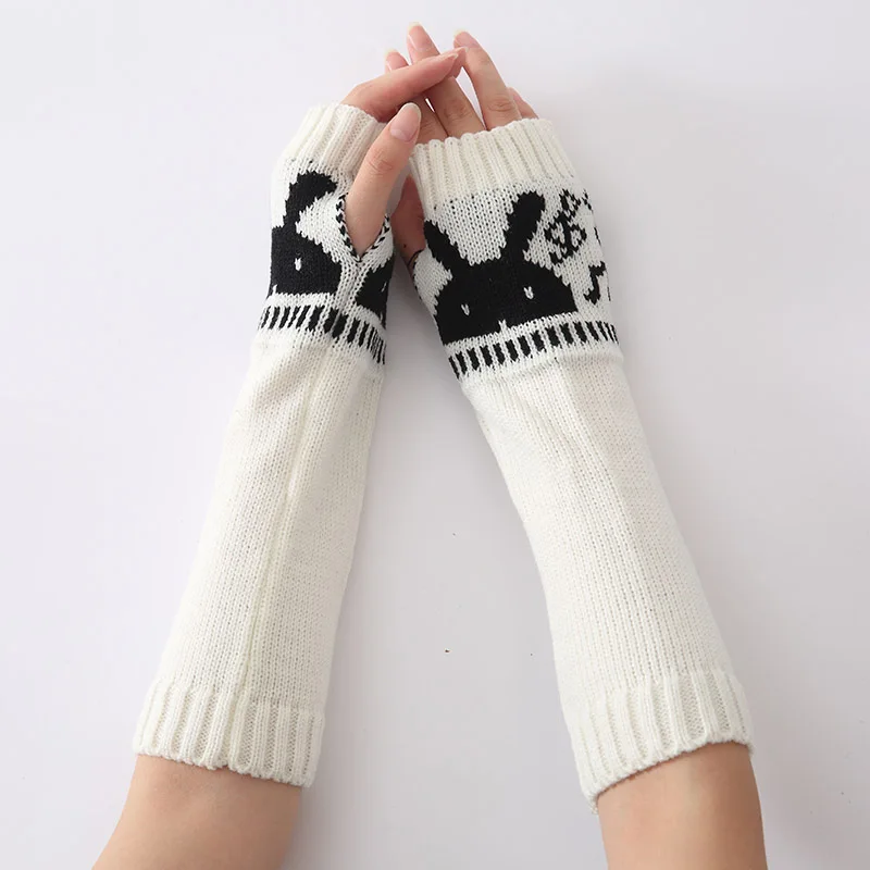 Длинные вязаные перчатки без пальцев женские зимние однотонные Женские варежки