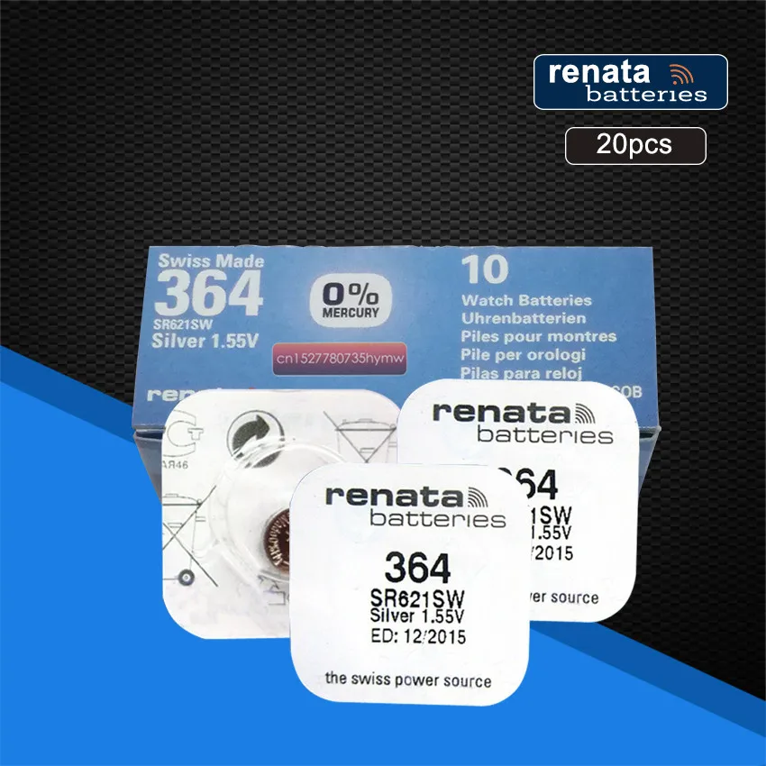 20 упаковок батарея Renata Swiss 1 55 в для часов батареи с оксидом серебра 364 | Часовые батарейки -33051281309