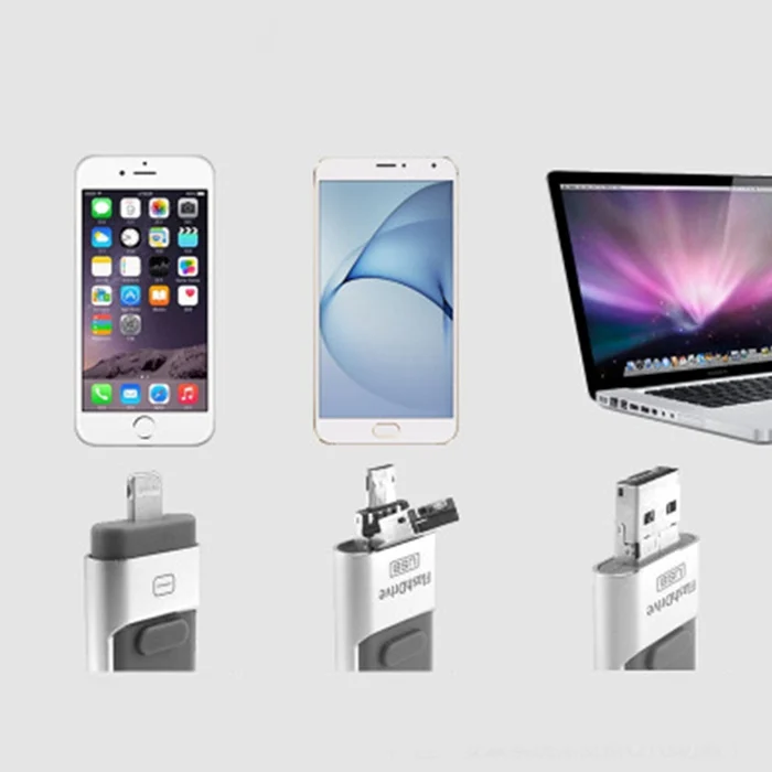 USB флеш-накопитель для iPhone 128GB [3-в-1] Lightning OTG скачок привод, USB флэш-накопитель для iPhone, iPad, iOS, Android, ПК
