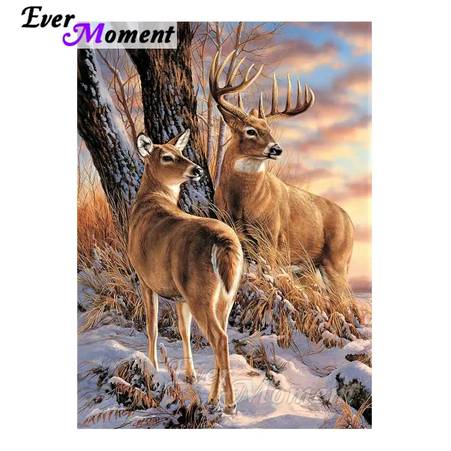 

Ever Moment Diamond Painting 5D DIY Deer Forest Animal Diamond Embroidery Picture Mosaic Rhinestone Cross Stitch Decor S2F065
