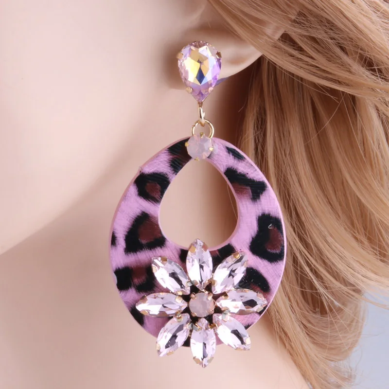 Серьги NeeFu WoFu в форме капли воды кожаные серьги с кристаллами большие длинные