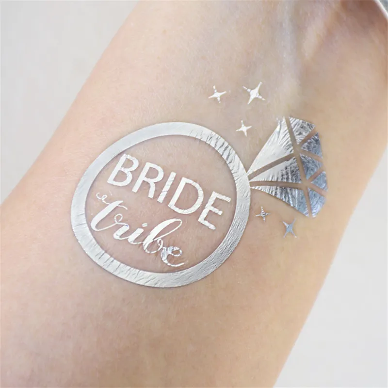 10 шт. Серебряная команда надпись Bride Tribe жениха с принтами &quotОтряд временные