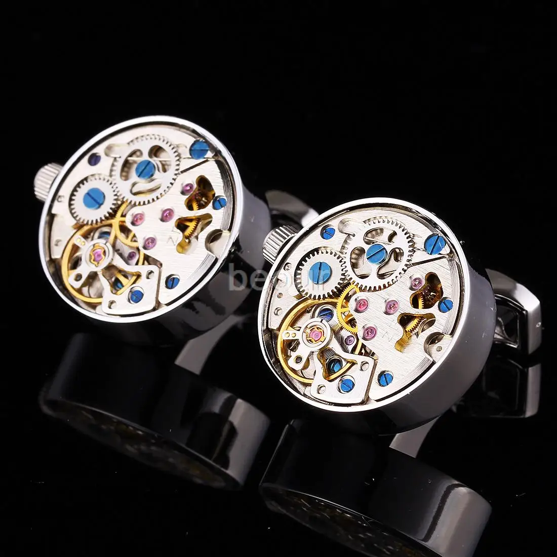 New Round Silver Cufflinks Shirt Mens Classic High Quality Cufflink Brand Watch Cuff Links 801028 | Украшения и аксессуары