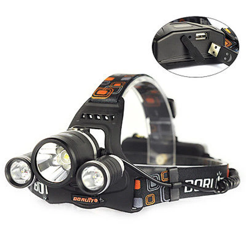 

BORUIT 8000LM 3X XM-L2 LED USB Rechargeable Headlight Headlamp Torch Flashlight