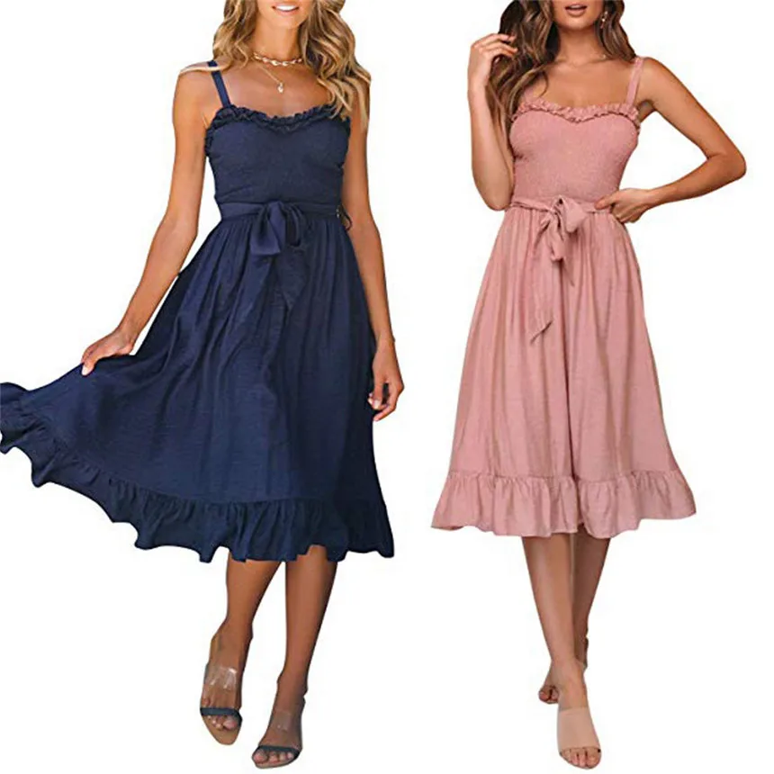 Женское однотонное платье с бантом и открытыми плечами летнее облегающее на