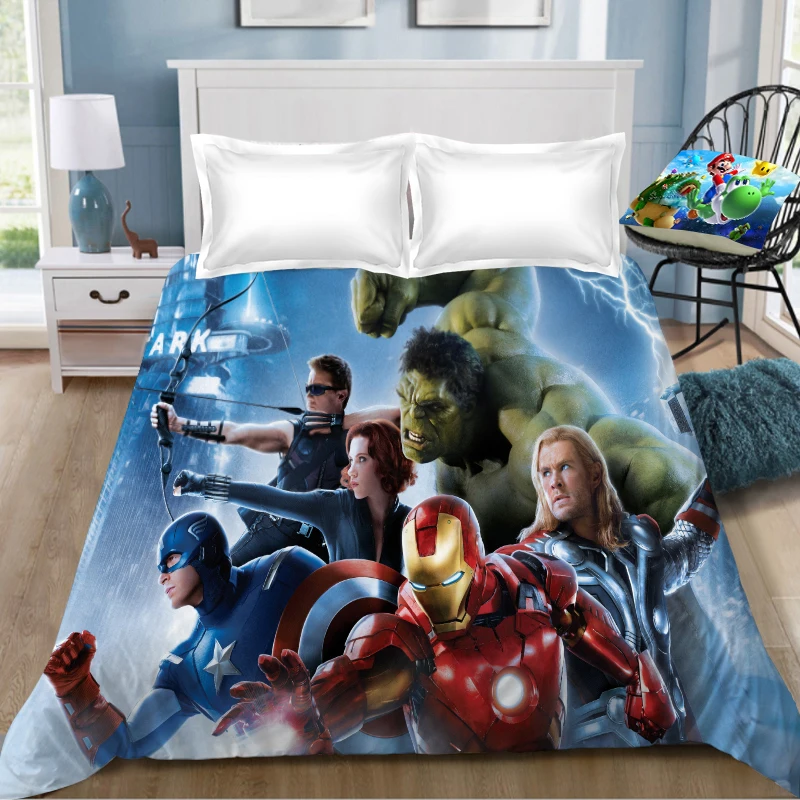 Простыня Marvel Мстители, Железный человек, капитан Марвел, капитан, простыня, постельное белье, покрывало, простыня(без наволочки