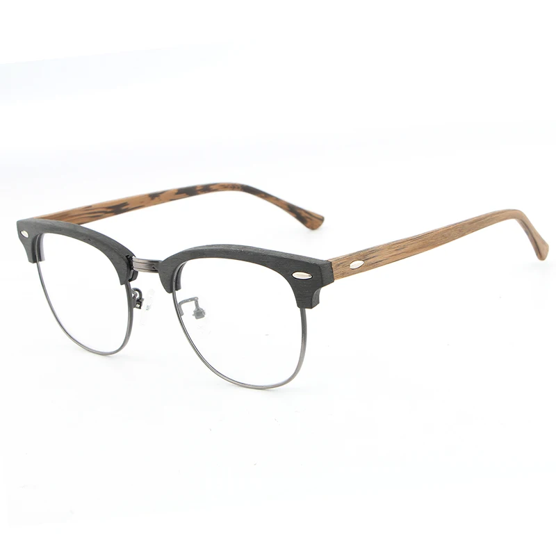 HDCRAFTER винтажная оптическая деревянная оправа для очков с прозрачными линзами мужские и женские полудеревянные очки для чтения; оправа oculos de grau - Цвет оправы: black brown C86