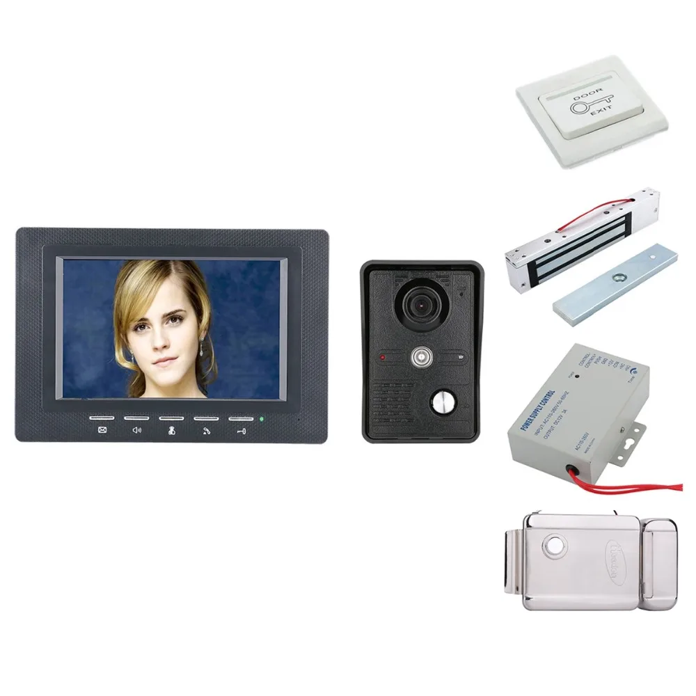 Домашняя безопасность 7 дюймов видео дверной звонок Домофон комплект 1 камера