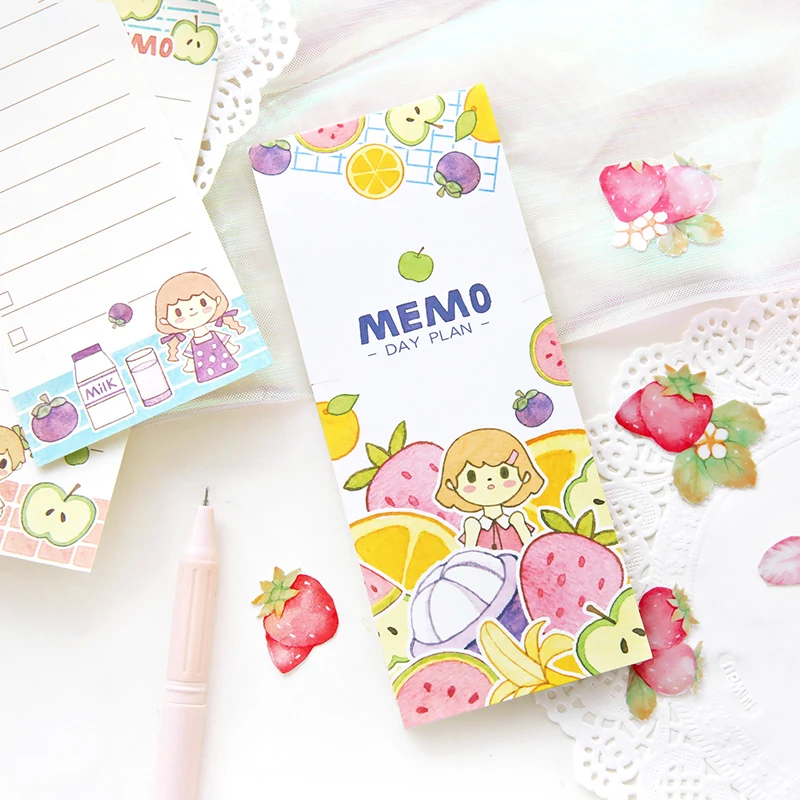 

1Set/1lot Memo Pads Sticky Notes Cartoon Girl travel Paper Notepad diary Scrapbooking Stickers Office School stationery Notepad