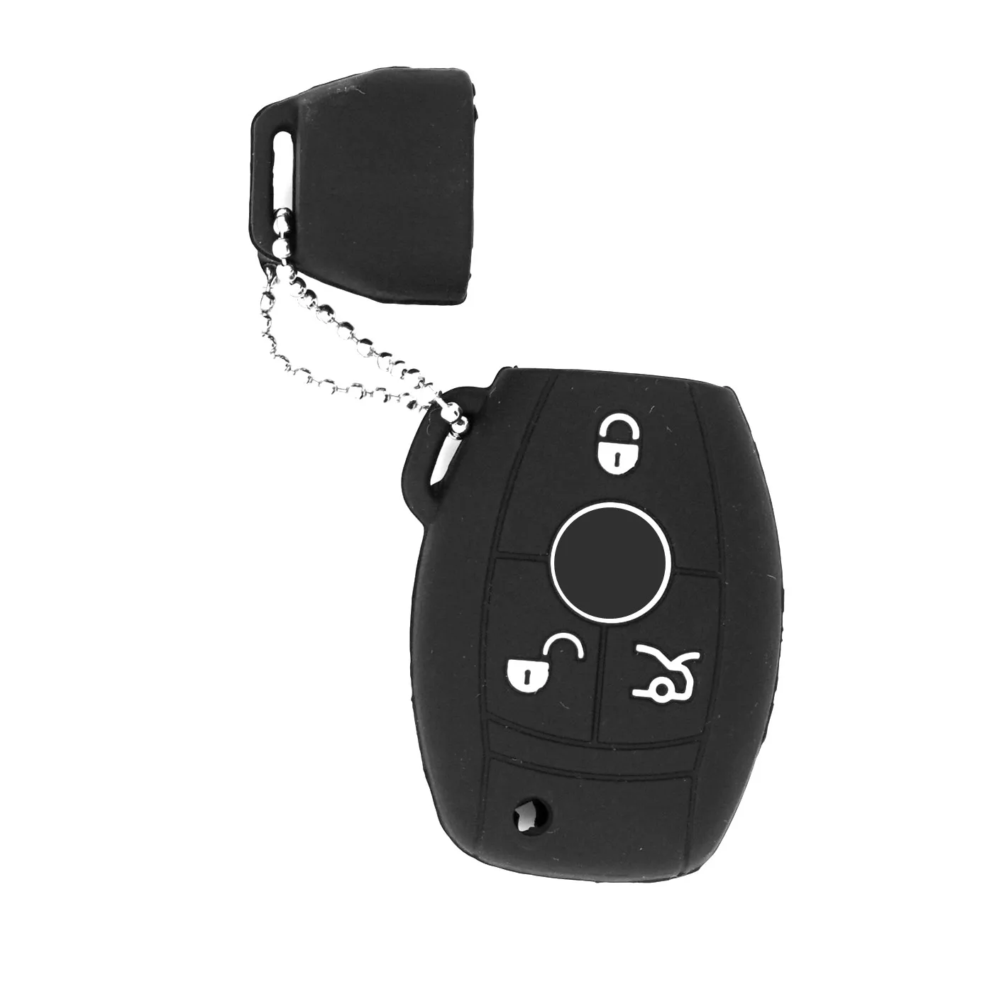 WFMJ Black Silicone Remote Smart 3 Buttons Key Holder Chain Cover Fob For Mercedes-Benz A B C E S G R CLA SLK CL ML CLK Class | Автомобили